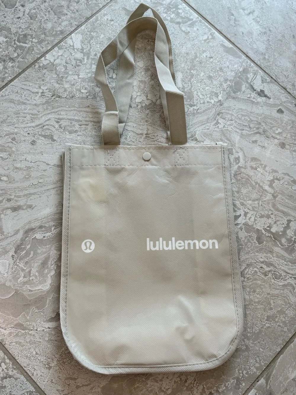 NWT lululemon Beige Tote with White Logo, Small